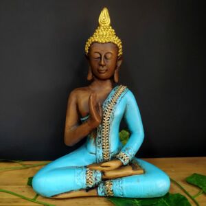 BUDA TAILANDÊS AZUL COM STRASS 27CM