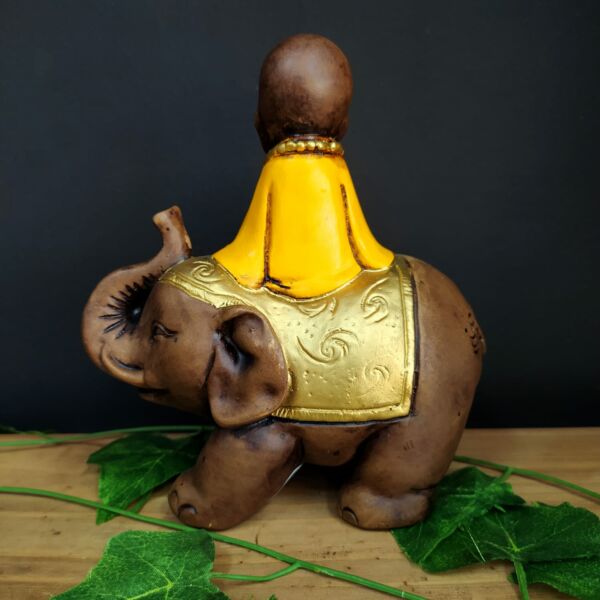 BUDA SENTADO NO ELEFANTE AMARELO 18CM - Imagem 2