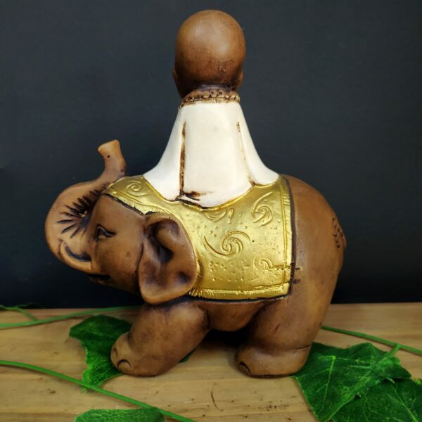 BUDA SENTADO NO ELEFANTE BRANCO 18CM - Imagem 2