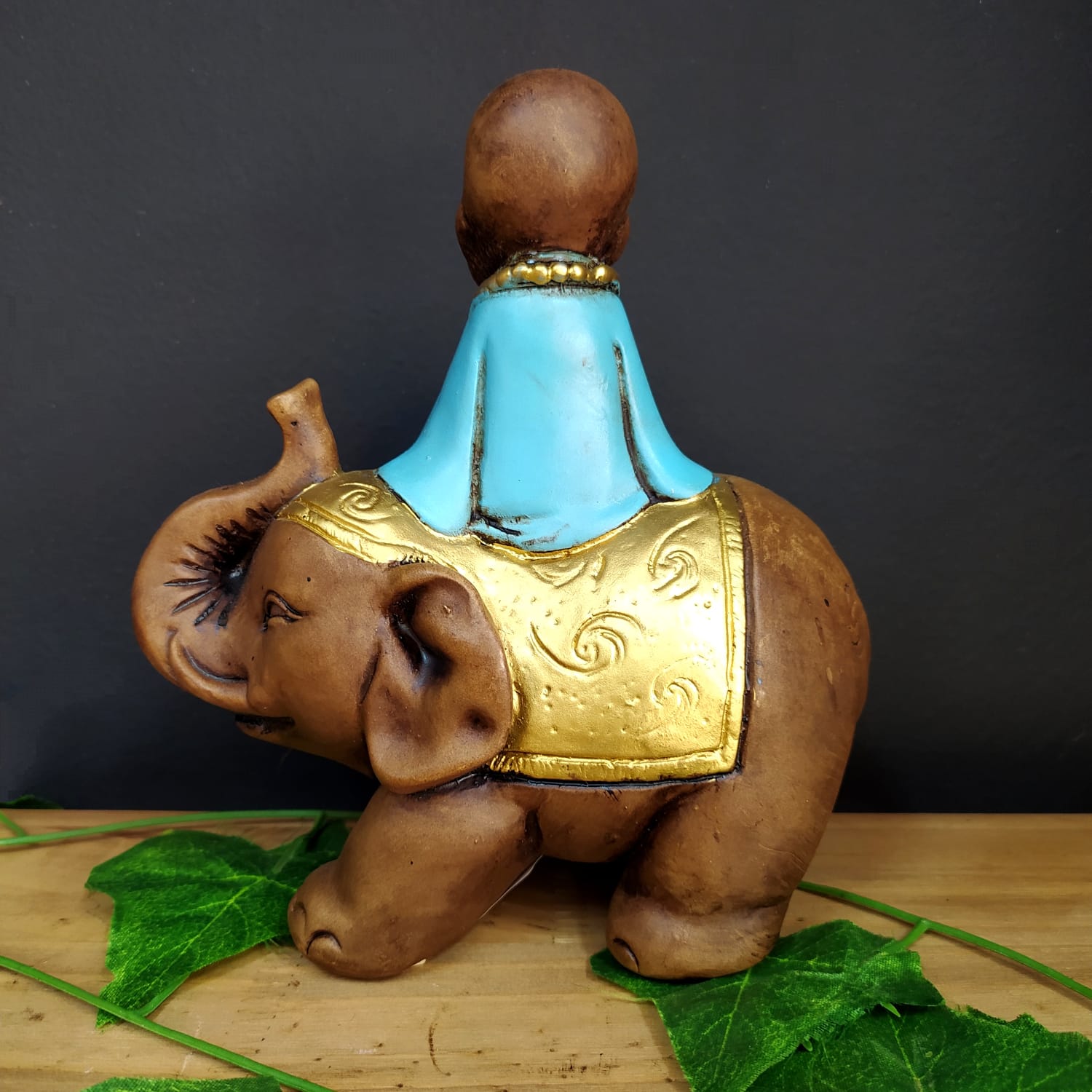 BUDA SENTADO NO ELEFANTE AZUL 18CM - Imagem 2