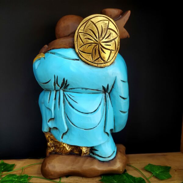 BUDA DA FORTUNA ENVELHECIDO COM AZUL 40CM - Imagem 2