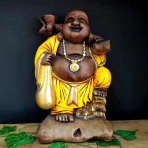 BUDA DA FORTUNA ENVELHECIDO COM AMARELO 40CM