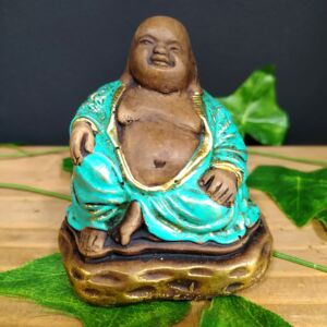 MINI BUDA DA FORTUNA SENTADO TURQUESA 10CM