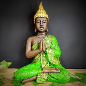 BUDA TAILANDÊS ENVELHECIDO COM VERDE 41CM