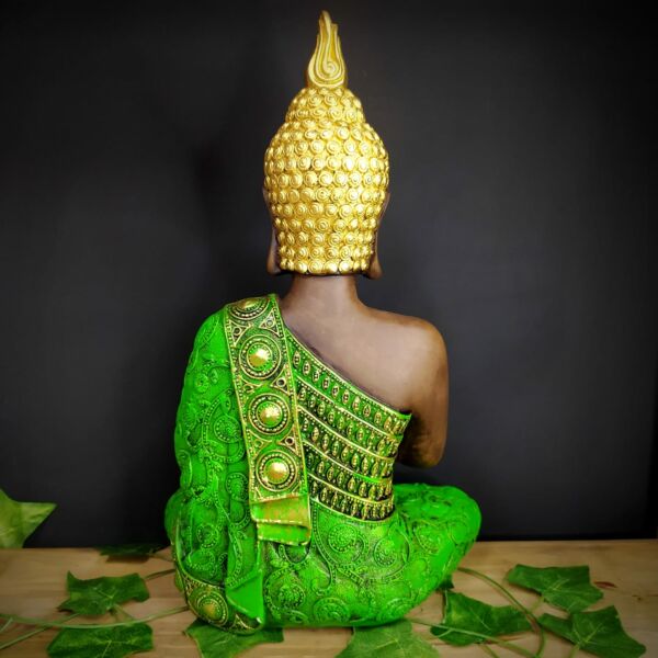 BUDA TAILANDÊS ENVELHECIDO COM VERDE 41CM - Imagem 3