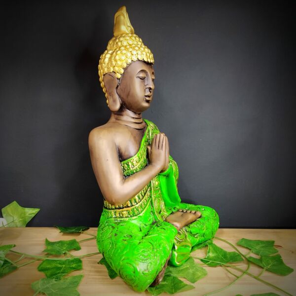BUDA TAILANDÊS ENVELHECIDO COM VERDE 41CM - Imagem 2