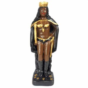 IMAGEM EM GESSO POMBO GIRA RAINHA DAS ENCRUZILHADAS ROUPA PRETA 22CM