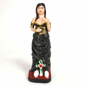 IMAGEM EM GESSO POMBO GIRA MARIA PADILHA DAS ALMAS ROUPA PRETA 20CM