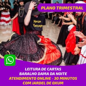 ATENDIMENTO ONLINE PARA LEITURA DE CARTAS BARALHO DAMA DA NOITE COM JARDEL DE OXUM - PLANO TRIMESTRAL