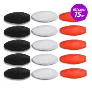 KIT COM 15 PEMBAS BRANCA PRETA E VERMELHA