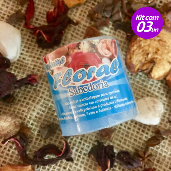 KIT 3 VELAS PERFUMADAS AROMATIZADAS FLORAL REFIL 100% PARAFINA 90G - SANTA TEREZINHA