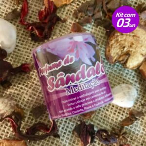 KIT 3 VELAS PERFUMADAS AROMATIZADAS SÂNDALO REFIL 100% PARAFINA 90G - SANTA TEREZINHA