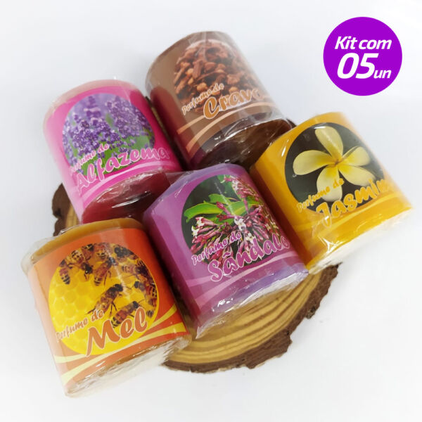 KIT 5 VELAS PERFUMADAS AROMATIZADAS REFIL 100% PARAFINA 90G - SANTA TEREZINHA
