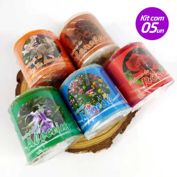 KIT 5 VELAS PERFUMADAS AROMATIZADAS REFIL 100% PARAFINA 90G - SANTA TEREZINHA