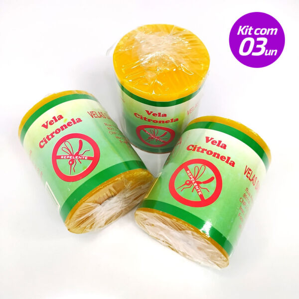 KIT 3 VELAS AROMÁTICAS E REPELENTES DE CITRONELA 140G - SANTA TEREZINHA