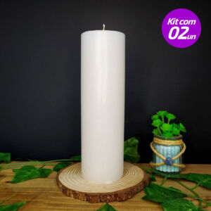 KIT 2 VELAS LITÚRGICAS 7X22CM BRANCA 740G - CASA FÉ