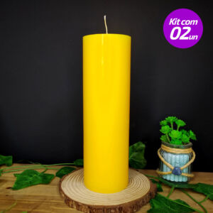 KIT 2 VELAS LITÚRGICAS 7X22CM  AMARELA 740G - CASA FÉ