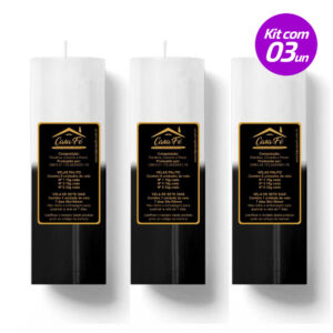 KIT 3 VELAS SETE DIAS 260G PRETA COM BRANCA CASA FÉ