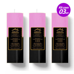 KIT 3 VELAS SETE DIAS 260G PRETA COM ROSA CASA FÉ