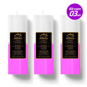 KIT 3 VELAS SETE DIAS 260G ROSA COM BRANCO CASA FÉ