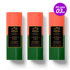 KIT 3 VELAS SETE DIAS 260G VERDE COM VERMELHA CASA FÉ
