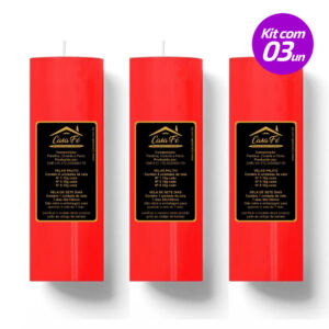 KIT 3 VELAS SETE DIAS 260G VERMELHA CASA FÉ