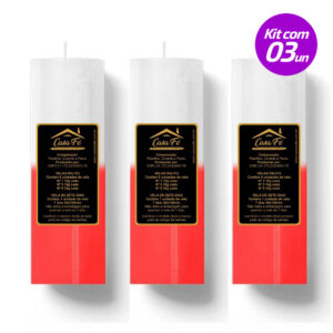 KIT 3 VELAS SETE DIAS 260G VERMELHA COM BRANCA CASA FÉ