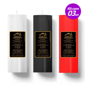 KIT 3 VELAS SETE DIAS 260G BRANCA PRETA E VERMELHA CASA FÉ