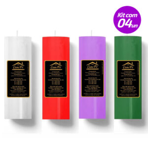 KIT 4 VELAS SETE DIAS DO ADVENTO 260G BRANCA VERMELHA LILÁS E VERDE CASA FÉ