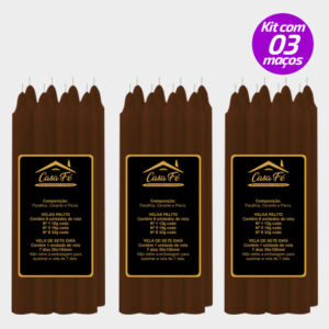 KIT 3 MAÇOS VELAS PALITO N5 MARROM 152G - CASA FÉ