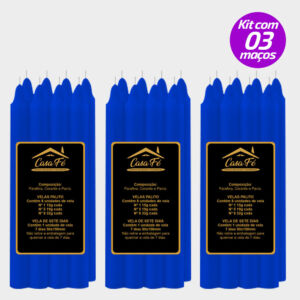 KIT 3 MAÇOS VELAS PALITO N1 AZUL ESCURO 120G - CASA FÉ