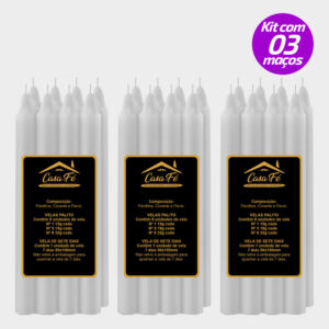 KIT 3 MAÇOS VELAS PALITO N1 BRANCA 120G - CASA FÉ