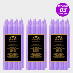 KIT 3 MAÇOS VELAS PALITO N1 LILÁS 120G - CASA FÉ