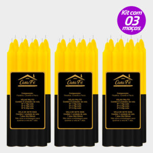 KIT 3 MAÇOS VELAS PALITO N1 PRETA COM AMARELA 120G - CASA FÉ