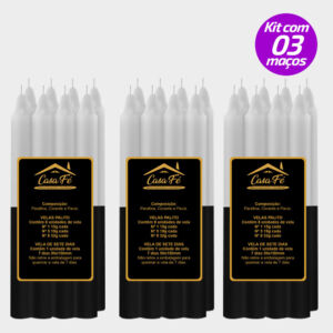 KIT 3 MAÇOS VELAS PALITO N1 PRETA COM BRANCA 120G - CASA FÉ