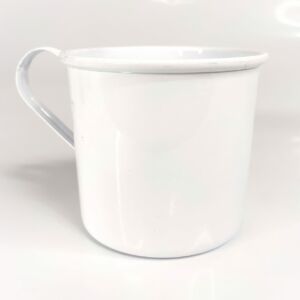 CANECA DE ÁGATA ESMALTADA BRANCA PARA PRETO VELHO 7CM