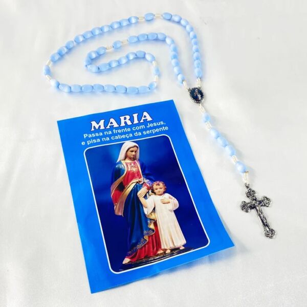 TERÇO DE PORCELANA  BRANCA MARIA PASSA NA FRENTE AZUL - Image 2