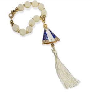 DEZENA PARA CARRO NOSSA SENHORA APARECIDA AMORA BRANCA 10MM