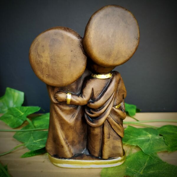 IMAGEM EM GESSO SAGRADA FAMÍLIA BABY ENVELHECIDA 14CM - Imagem 2