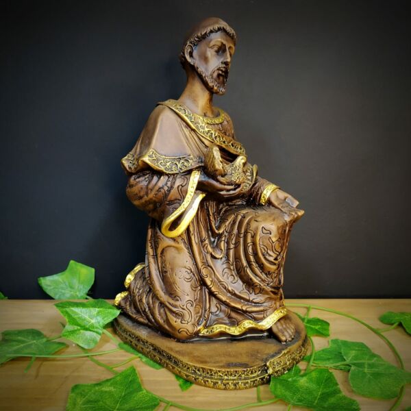 IMAGEM DE GESSO SÃO FRANCISCO AJOELHADO 32CM - Image 2