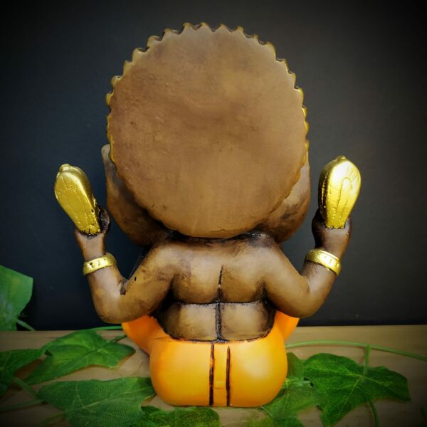 GANESHA P ENVELHECIDA COM LARANJA 20CM - Imagem 2
