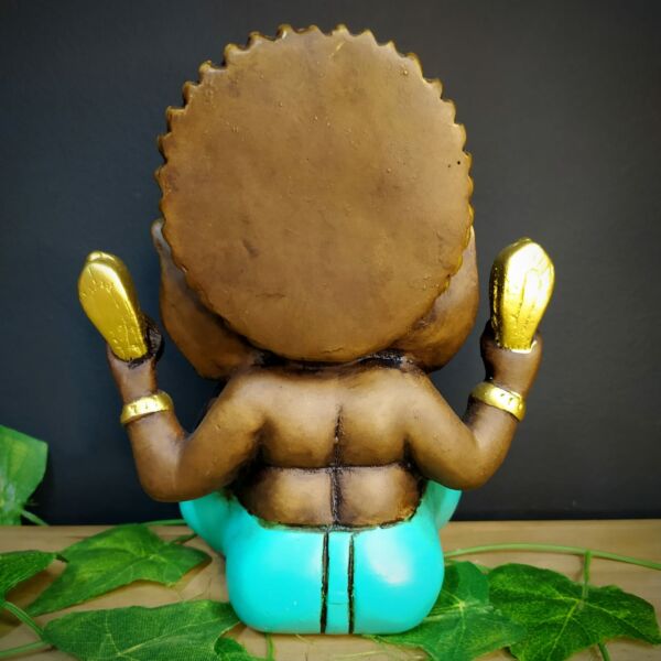 GANESHA P ENVELHECIDA COM TURQUESA 20CM - Imagem 2