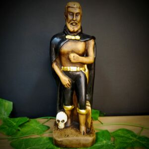 IMAGEM EM GESSO EXU CAVEIRA ENVELHECIDO COM PRETO 22 CM
