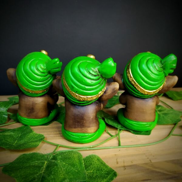 TRIO DE GANESHA ENVELHECIDO COM VERDE 11CM - Image 2