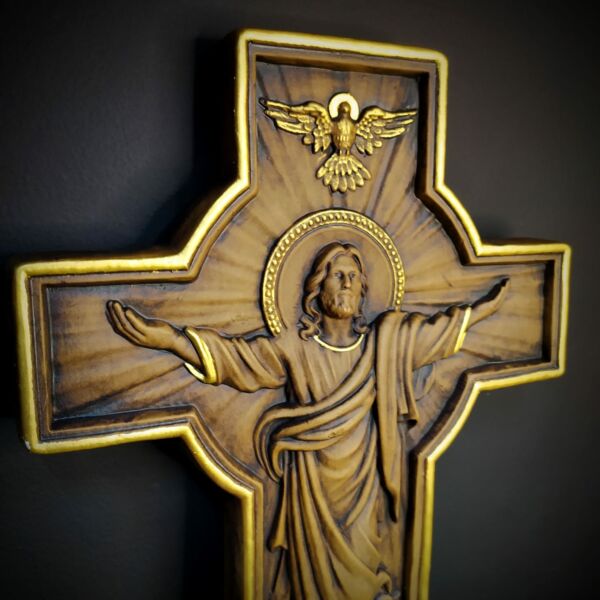 CRUCIFIXO DE PAREDE EM GESSO JESUS CRISTO 35CM - Image 2