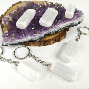 CHAVEIRO DE CRISTAL NATURAL BARRA DE SELENITA - LIMPEZA ENERGÉTICA
