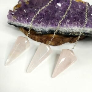 PÊNDULO DE CRISTAL NATURAL QUARTZO ROSA