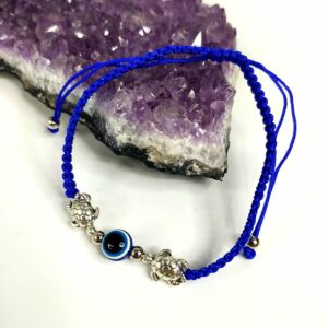 PULSEIRA DE PROTEÇÃO AZUL COM OLHO GREGO E TARTARUGAS