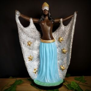 IMAGEM EM GESSO ORIXÁ IEMANJÁ COM REDE 41CM