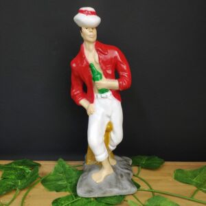 IMAGEM EM GESSO MALANDRO COM ROUPA VERMELHA E BRANCA 24CM